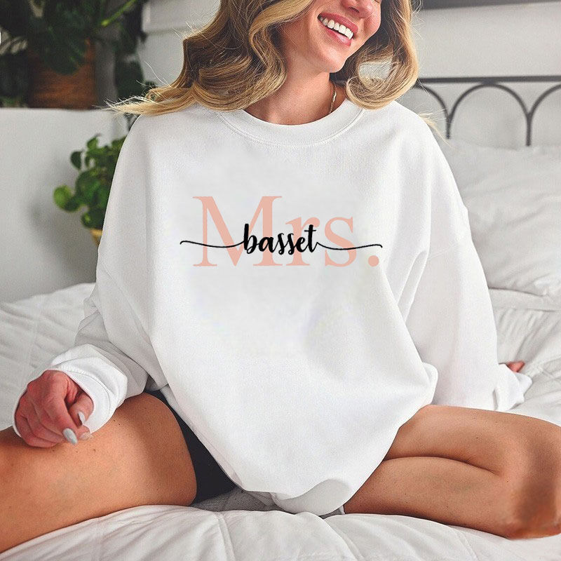 Personalized Sweatshirt Custom Name with Mrs Logo Artistic Design Exquisite Gift for Lover