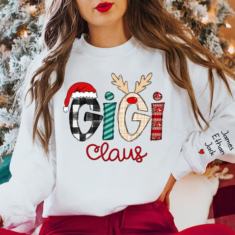 Personalized Sweatshirt Gigi Claus Design with Custom Names Great Gift for Christmas