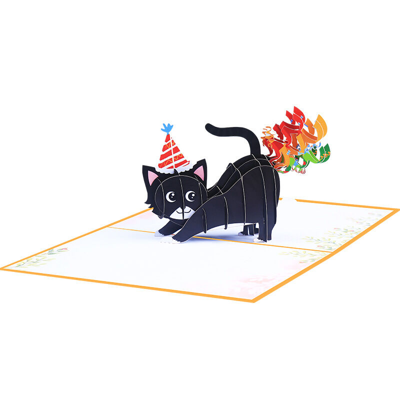3D Kitten Pop Up Card Rainbow Fart Design Adorable Gift for Pet Lovers