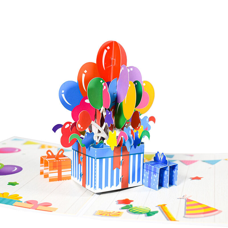 Carte Pop Up 3D Joyeux Anniversaire Ballon Surprise Boîte Cadeau