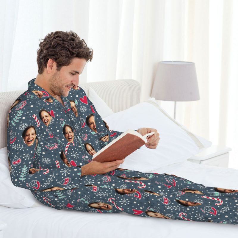 Personalisierte Pyjamas benutzerdefinierte Foto Weihnachten Candy Bird Design kreatives Geschenk für die Familie