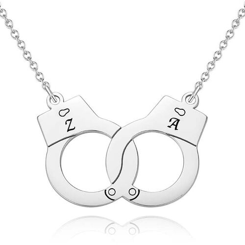 Creative Handcuffs Engraved Initial Necklace