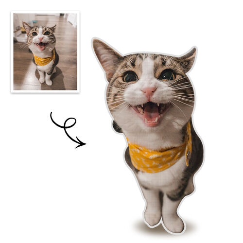 Almohada personalizada con foto de mascota impresa 3D retrato de gatito