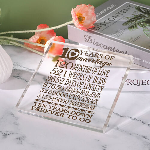 Gift with Heart Pattern "The Years Down Forever to Go" Square Acrylic Plaque