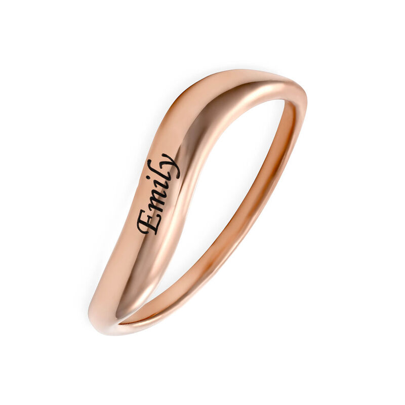 Stackable Wavy Custom Name Ring