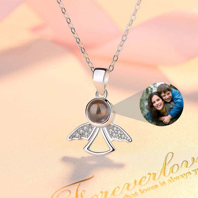 Sterling Silver Personalized Photo Projection Necklace-To Women-Forever Love