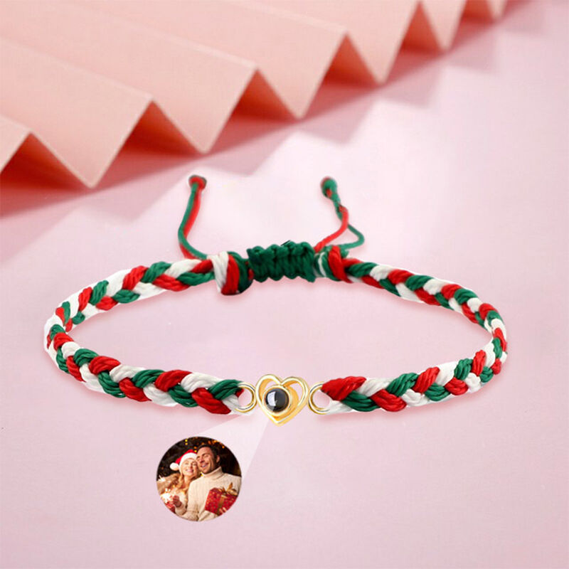Personalized Projection Bracelet Tricolor Mixed Braided Cord Warm Heart Christmas Gift