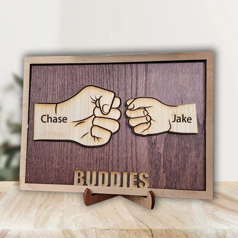 Personalized Name Puzzle Frame with Fist Bump Custom Name for Father's Day