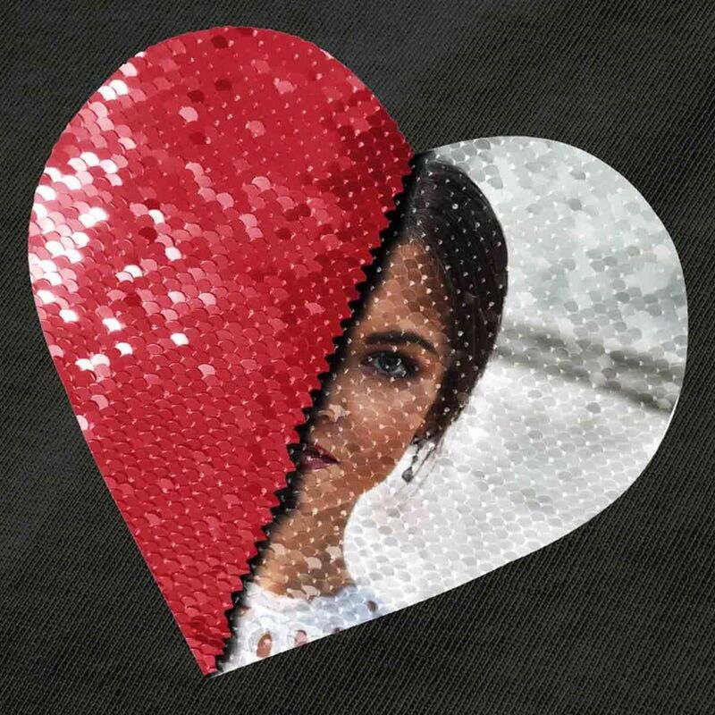 Sudadera personalizada con lentejuelas en forma de corazón con diseño de foto para parejas