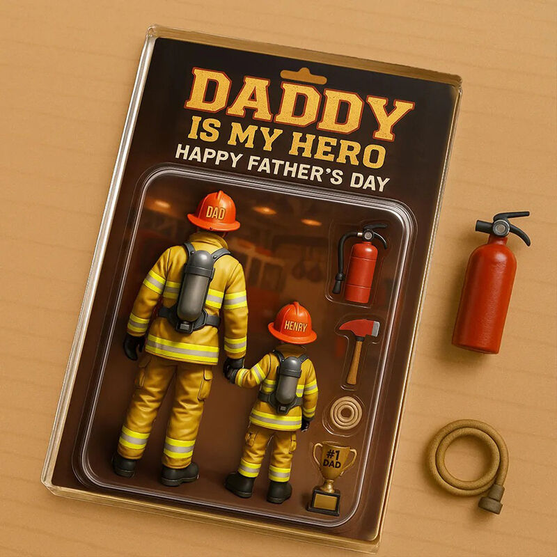 Targa personalizzata in acrilico con figura di vigile del fuoco Miglior regalo per papà