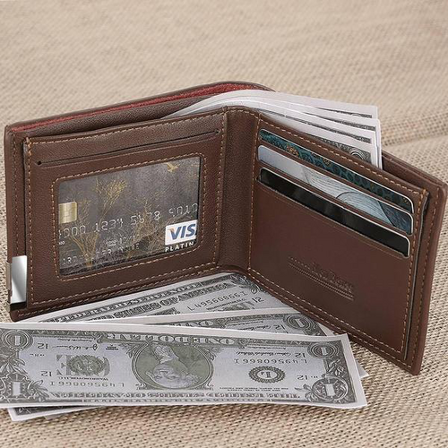 Custom Photo Engraved Wallet Short Style Bifold Gift for Him