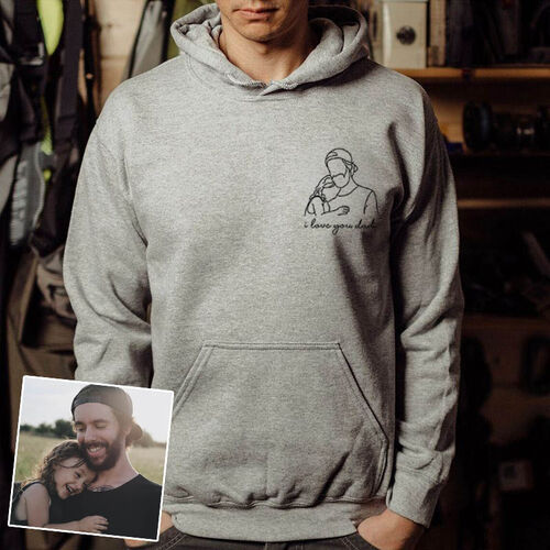 Felpa con cappuccio personalizzata Elaborazione del disegno della linea con testo personalizzato per il miglior papà