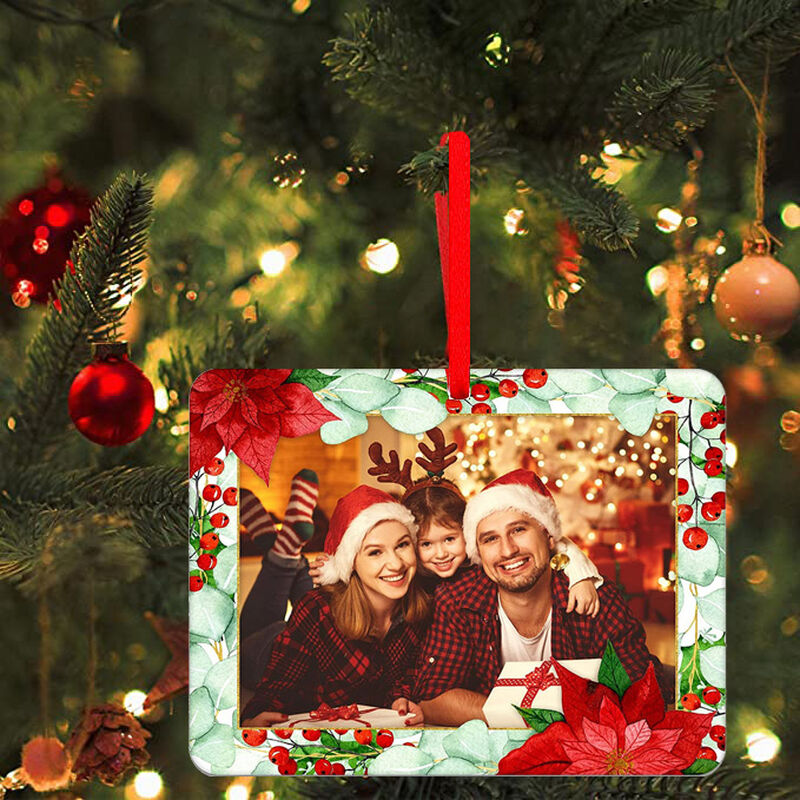 Personalized Picture Square Frame Christmas Tree Ornaments Warm Gift