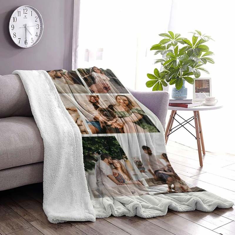 Customized 8 Photos Collage Blanket for Happiness Couple