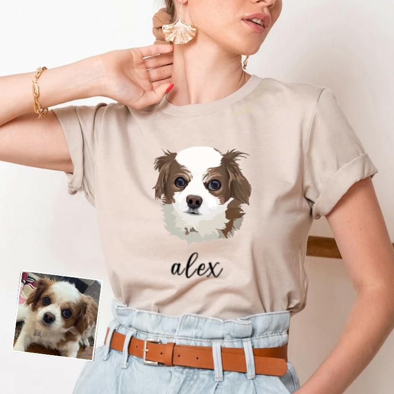 Camiseta personalizada con foto de perro y nombre para mamá