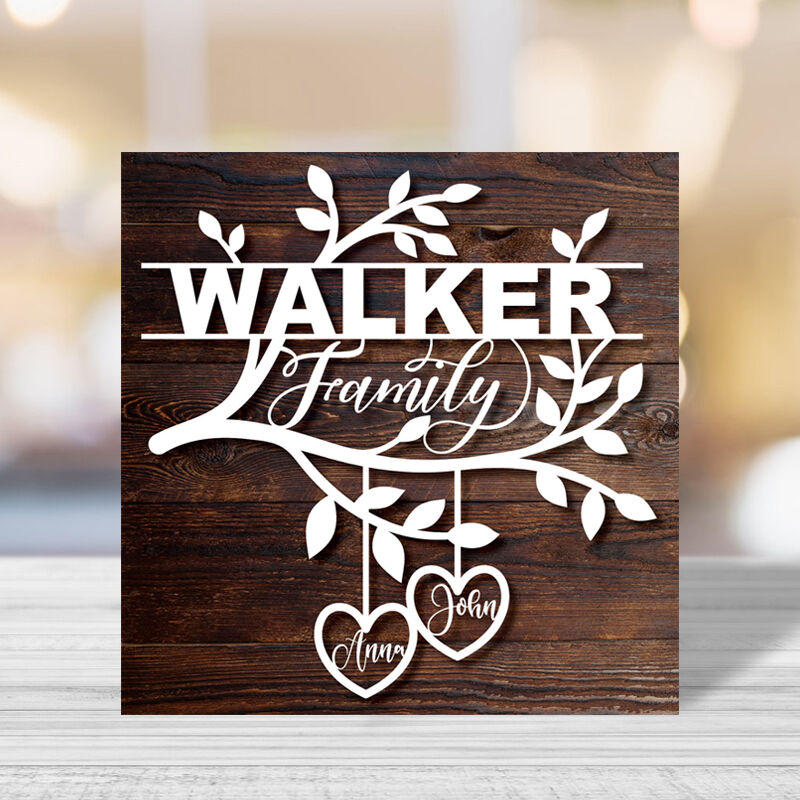 Personalized Name Family Tree Frame with Branches Pattern Best Present for Family