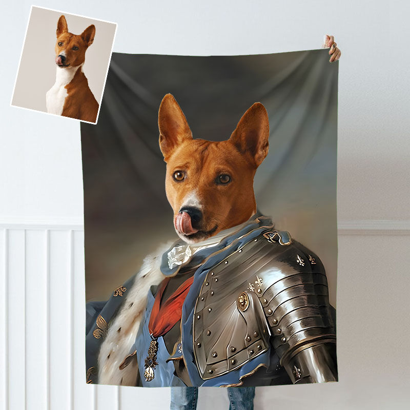 Custom Photo Blanket with Nobleman Pattern Creative Gift for Pet Lover