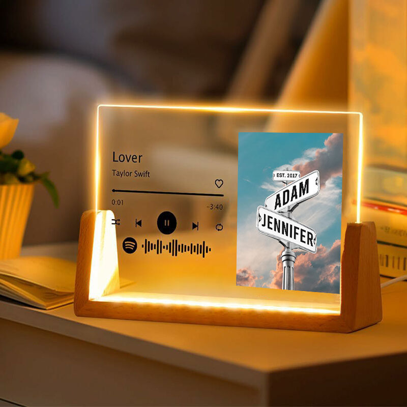 Personalized Spotify Code Night Light with Custom Name Street Sign Creative Gift for Your Love