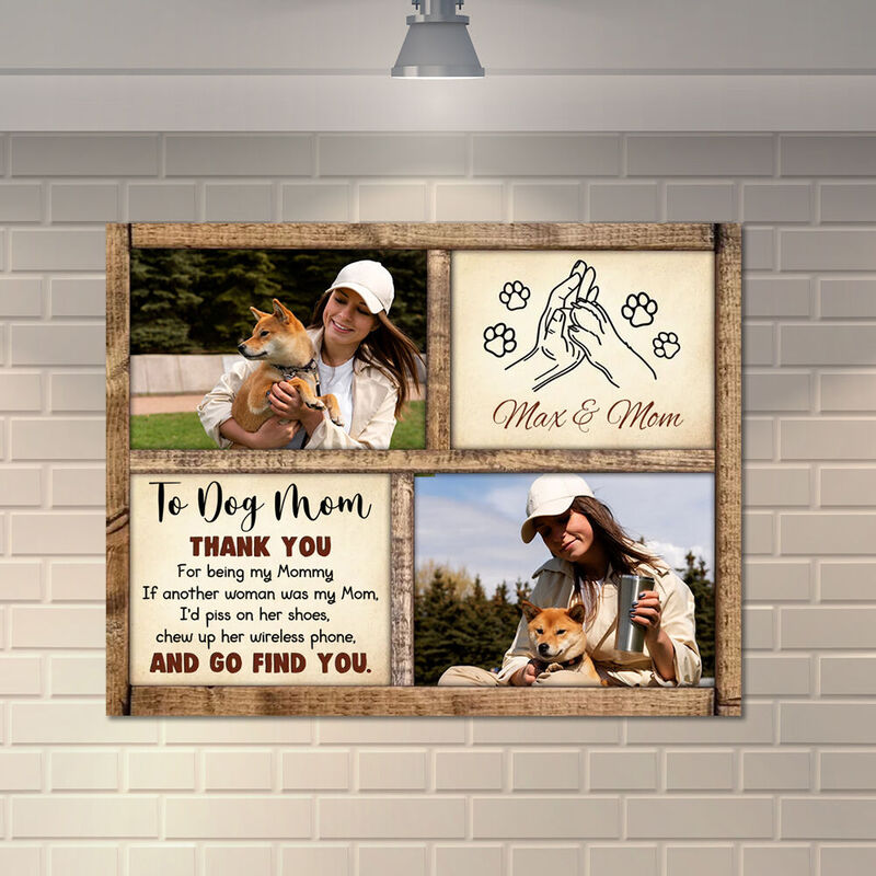 Personalized Picture Canvas Wall Art with High Five Pattern Stylish Present for Pet Lover