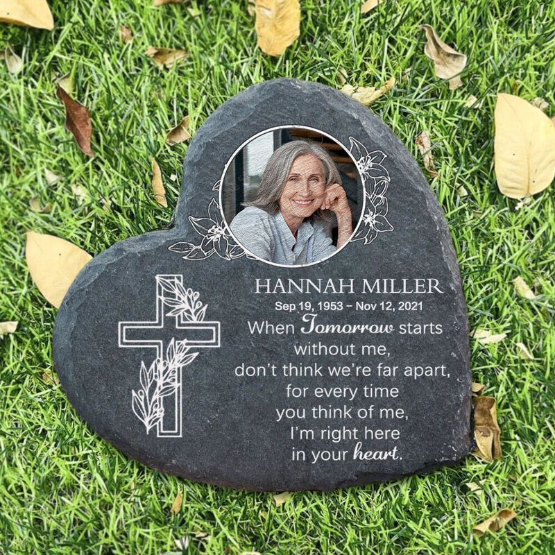 "Until We Meet Again" Personalized Memorial Stone Upload Image Human Grave Marker