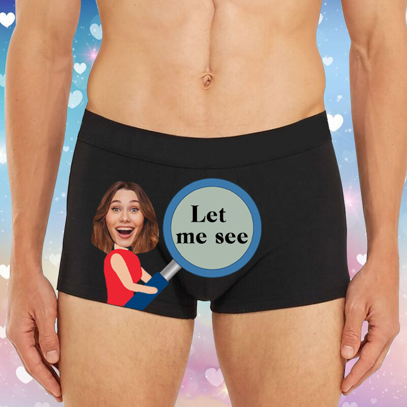 Personalisierte Foto Herrenunterwäsche Boxershorts Kreatives Geschenk für Ehemann "Lass mich sehen"