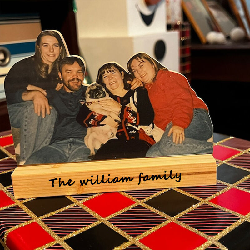 Personalized Wooden Portrait Stand Warm Christmas Gift For Family