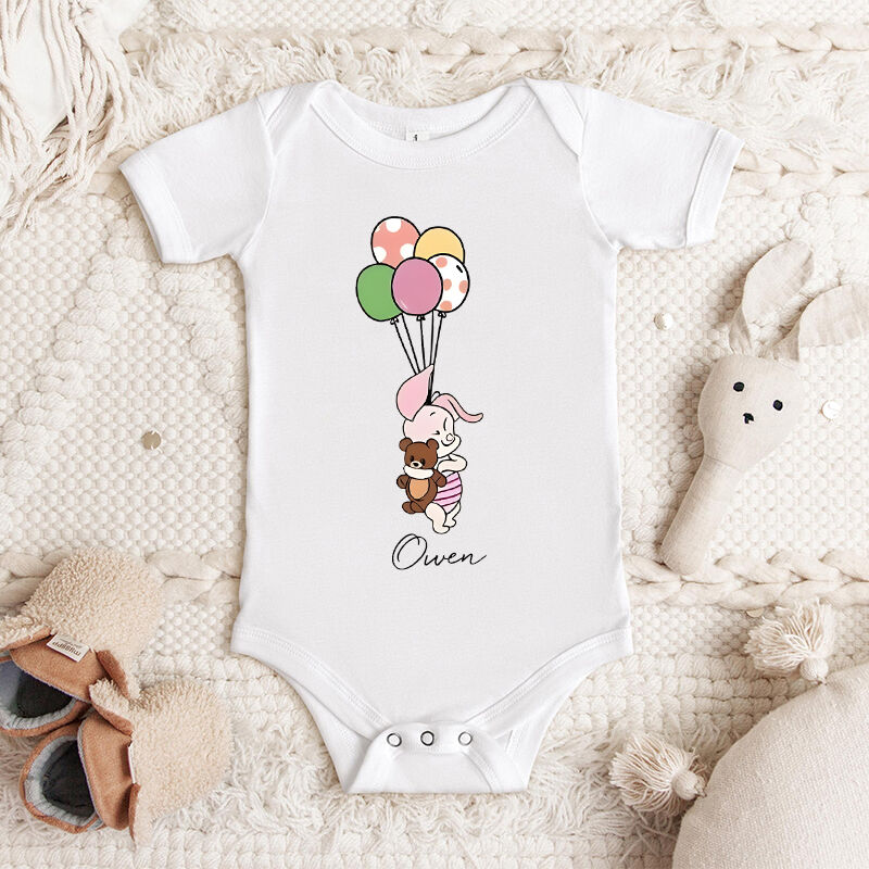 Personalized Baby Onesie Custom Kids Cute Bear Cartoon Design Creative Baby Shower Gift