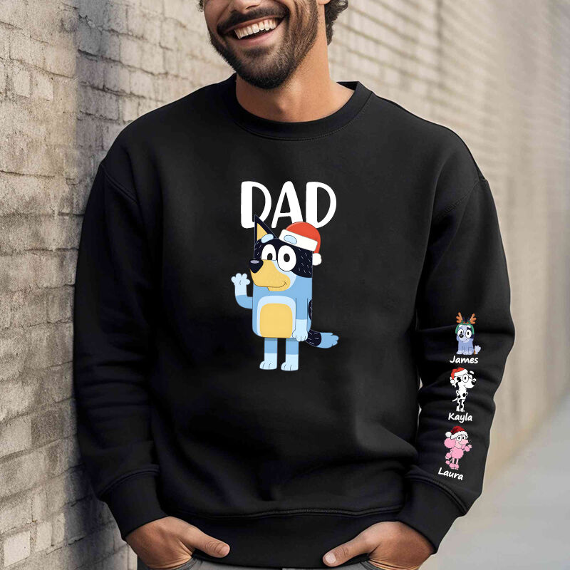 Sudadera personalizada con estampado de dibujos animados de Bluey Dad, diseño navideño, regalo perfecto para papá