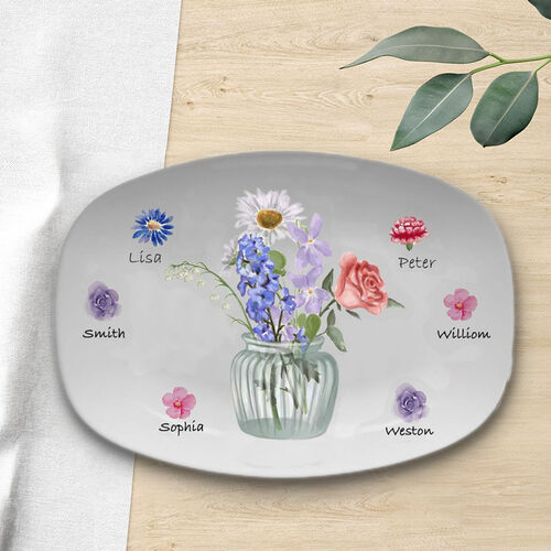 Personalized Birthflower And Name Plate Perfect Gift for Her
