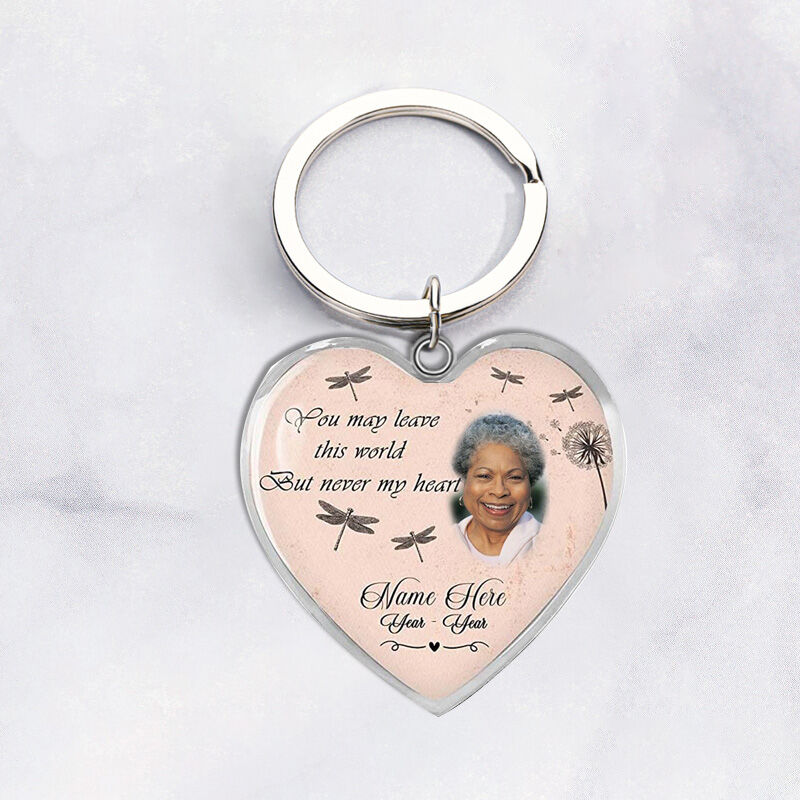"You May Leave The World But Never My Heart" Custom Photo Keychain