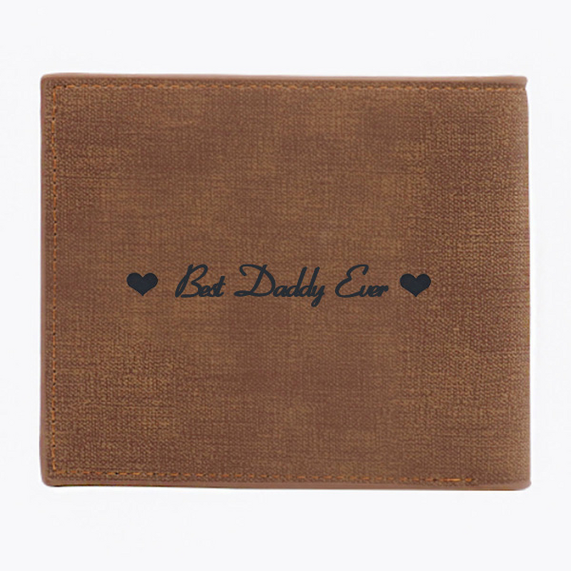 Wallet In Brown Leather With Personalized Color Printing Photo-For Family