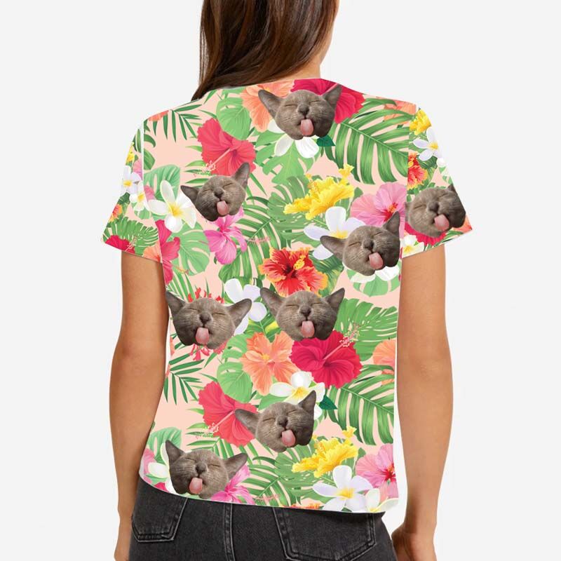 Visage "Belle grappe de fleurs" personnalisé T-Shirt hawaïen pour femme