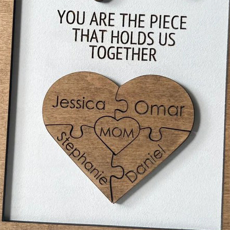 Custom Name Puzzle Frame "The Heart of Love" for Mother's Day Gift