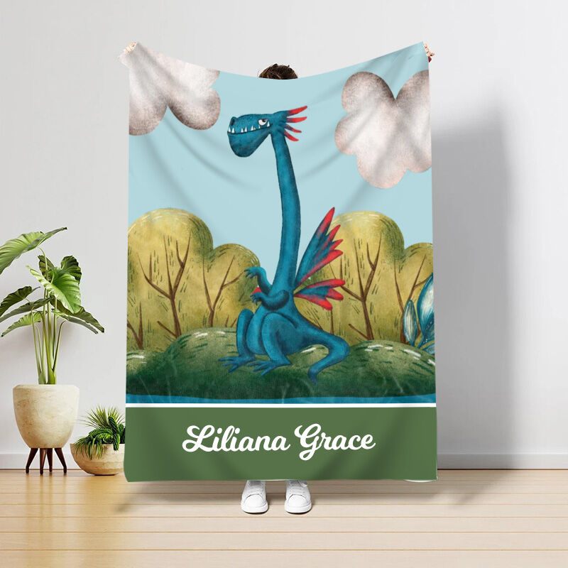 Personalized Name Blanket Dinosaur Pattern Amazing Gift