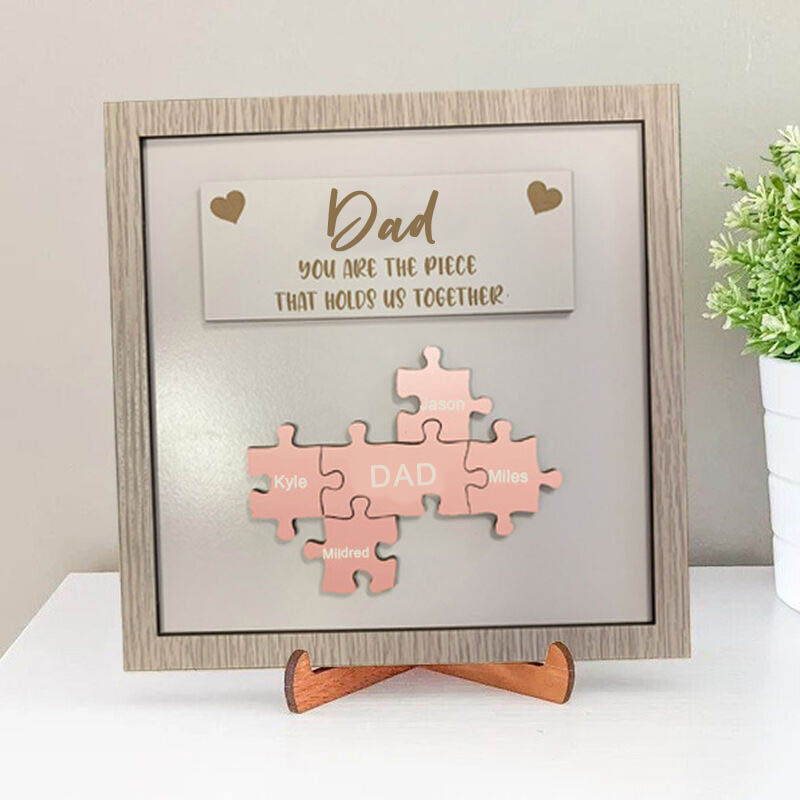 Personalized Rose Gold Name Puzzle Frame "You Are The Piece That Holds Us Together" Mother's Day Gift