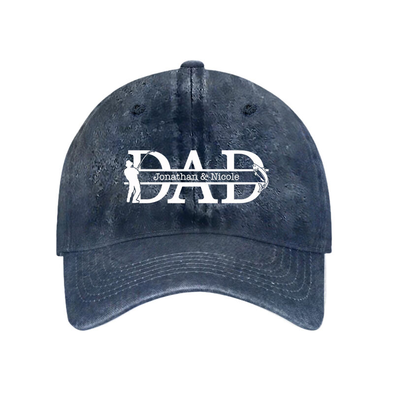 Personalized Hat Fishing DAD with Custom Name Creative Gift for Dear Father
