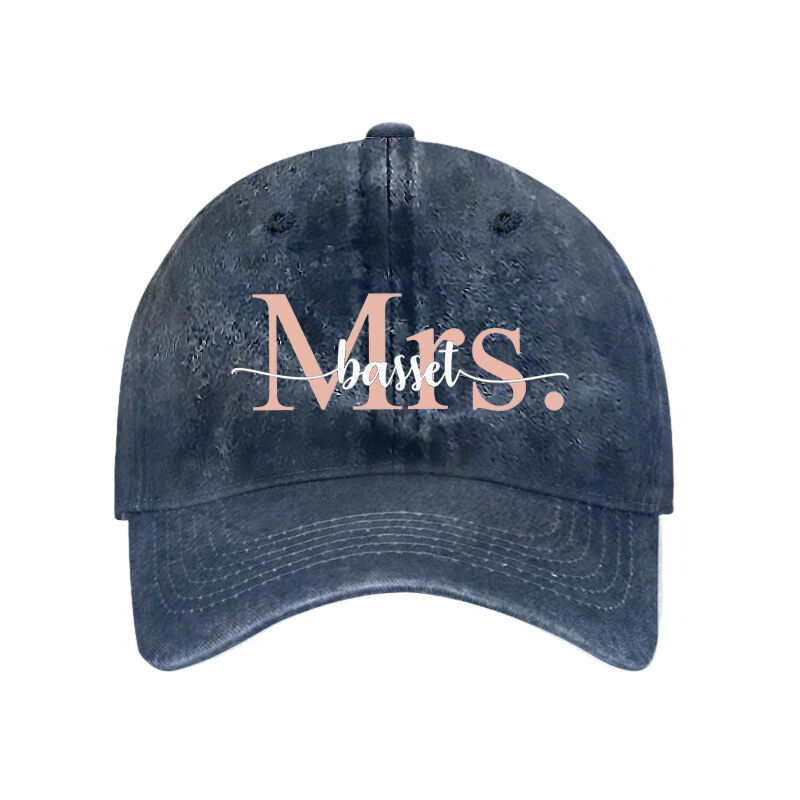 Personalized Hat with Custom Name Artistic Mrs Logo Design Great Gift for Wife