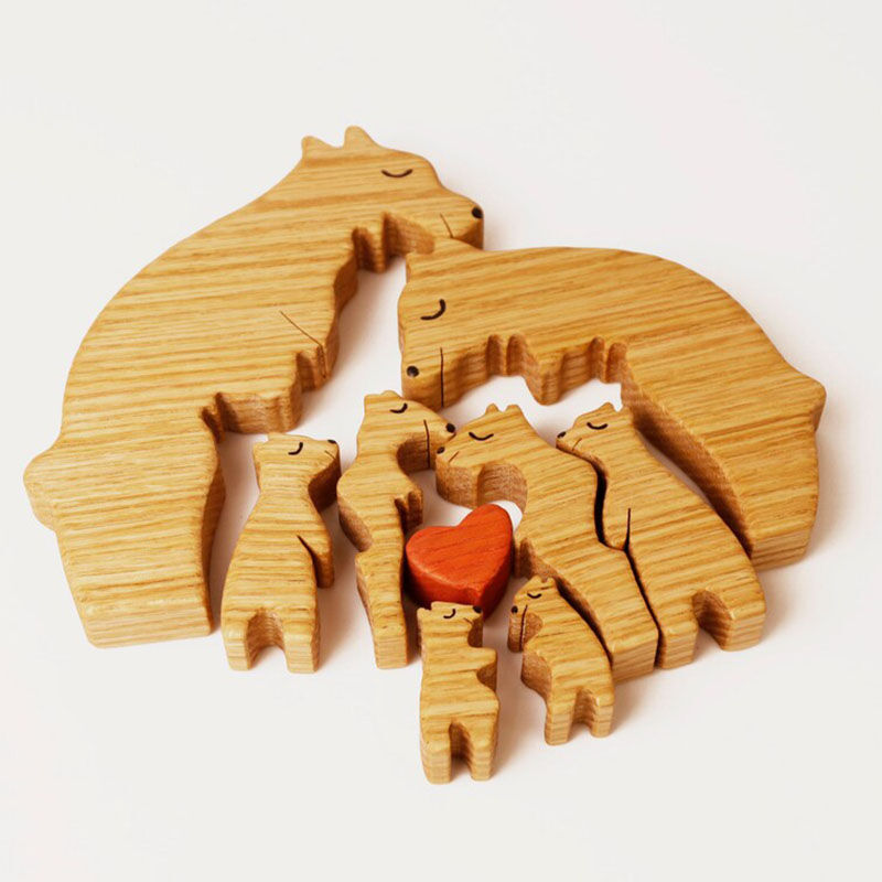 Personalized Wooden Bear Custom Family Names Puzzle Meaningful Gift