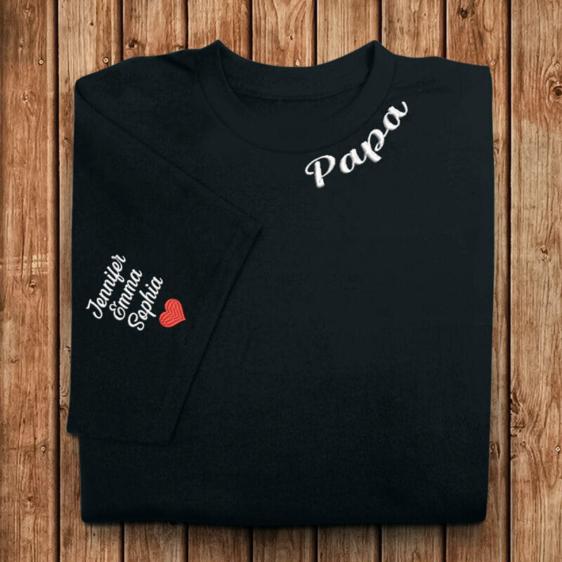 Personalized T-shirt Custom Embroidered Names with Optional Nickname Meaningful Gift for Grandparents