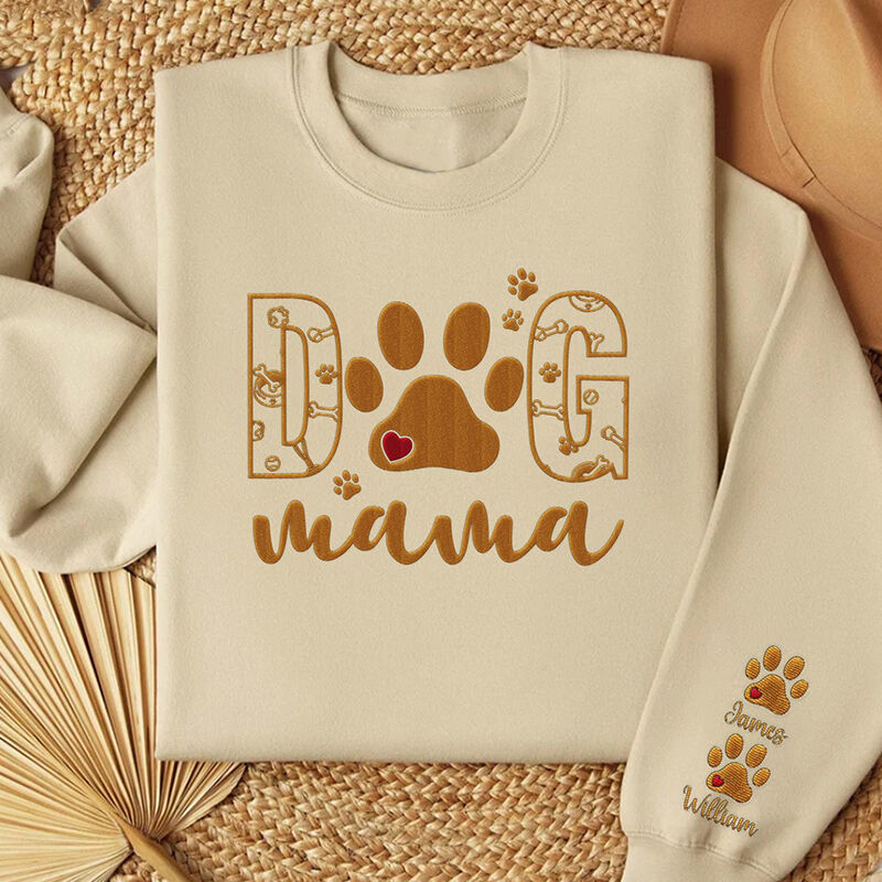 Sudadera personalizada bordada perro mamá con nombres personalizados regalo cálido para mamá amante de las mascotas