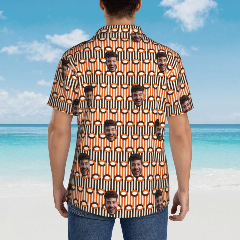 Camicia hawaiana personalizzata a maniche corte da spiaggia con linee astratte per la famiglia