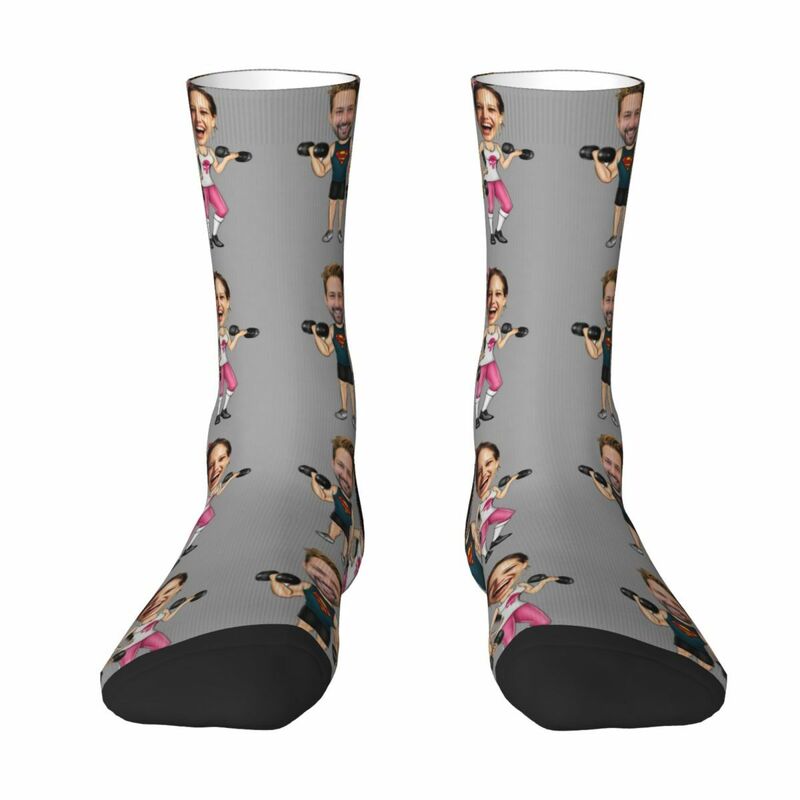 "Fitness Master" Personalized Face Socks Sports Mid-Calf Socks for Couples