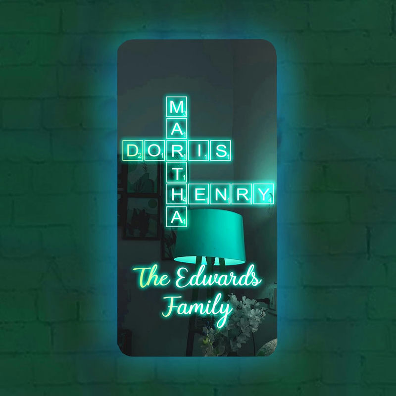 Personalized Mirror Lights With Scrabble Warm Gifts For Family