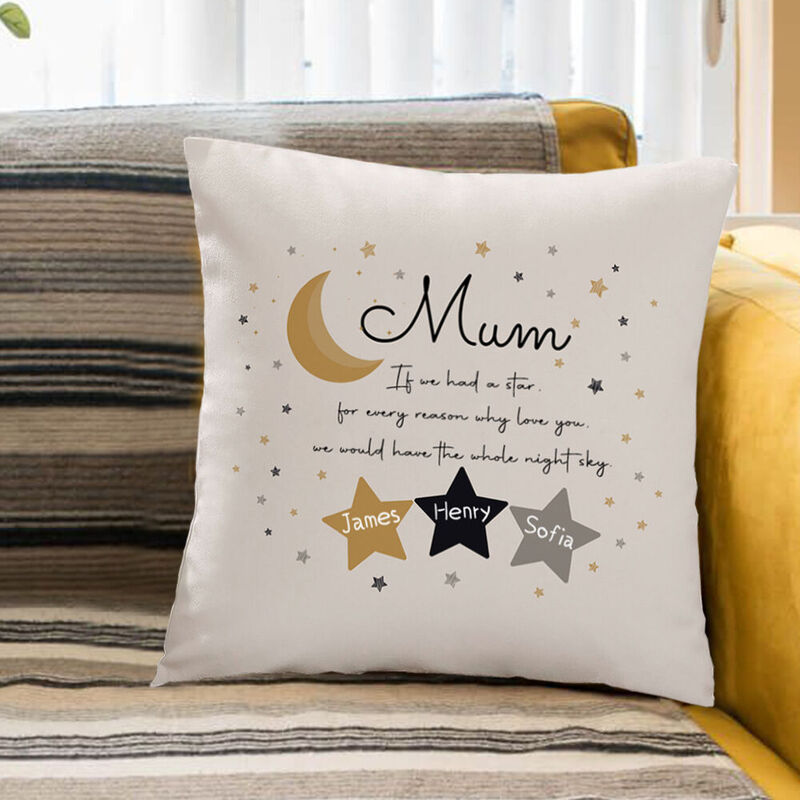 Coussin personnalisé avec les noms des enfants Coussin pour maman Petites étoiles Cadeau pour maman