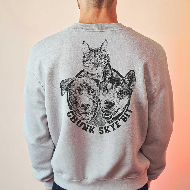 Personalized Sweatshirt Custom Photo Animal Portrait Cool Style Design Perfect Gift for Pet Lovers