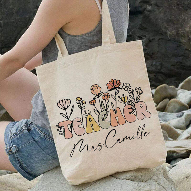 Bolsa de lona personalizada, bolsa de lona creativa, regalo de regreso a clases para maestros