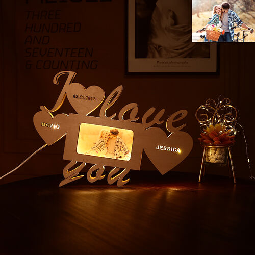 "Ich liebe dich" Personalisiertes Paar Holz Nachtlicht