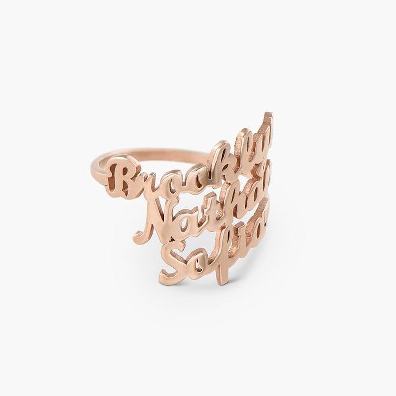 Personalized Three Names Ring