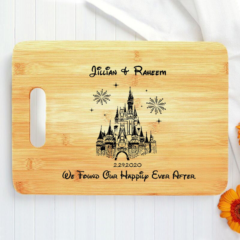 Personalized Engravable Charcuterie Board with Castle Pattern Under Fireworks Unique Gift for Her