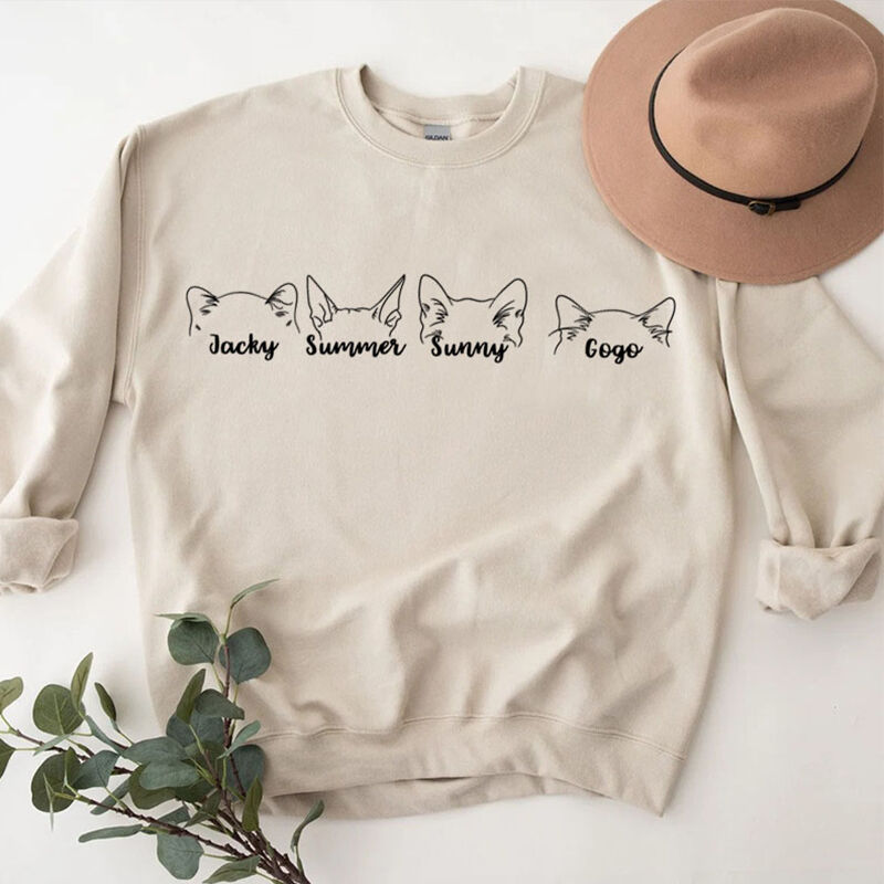 Sudadera personalizada gatito bordado de regalo encantador para amante de las mascotas